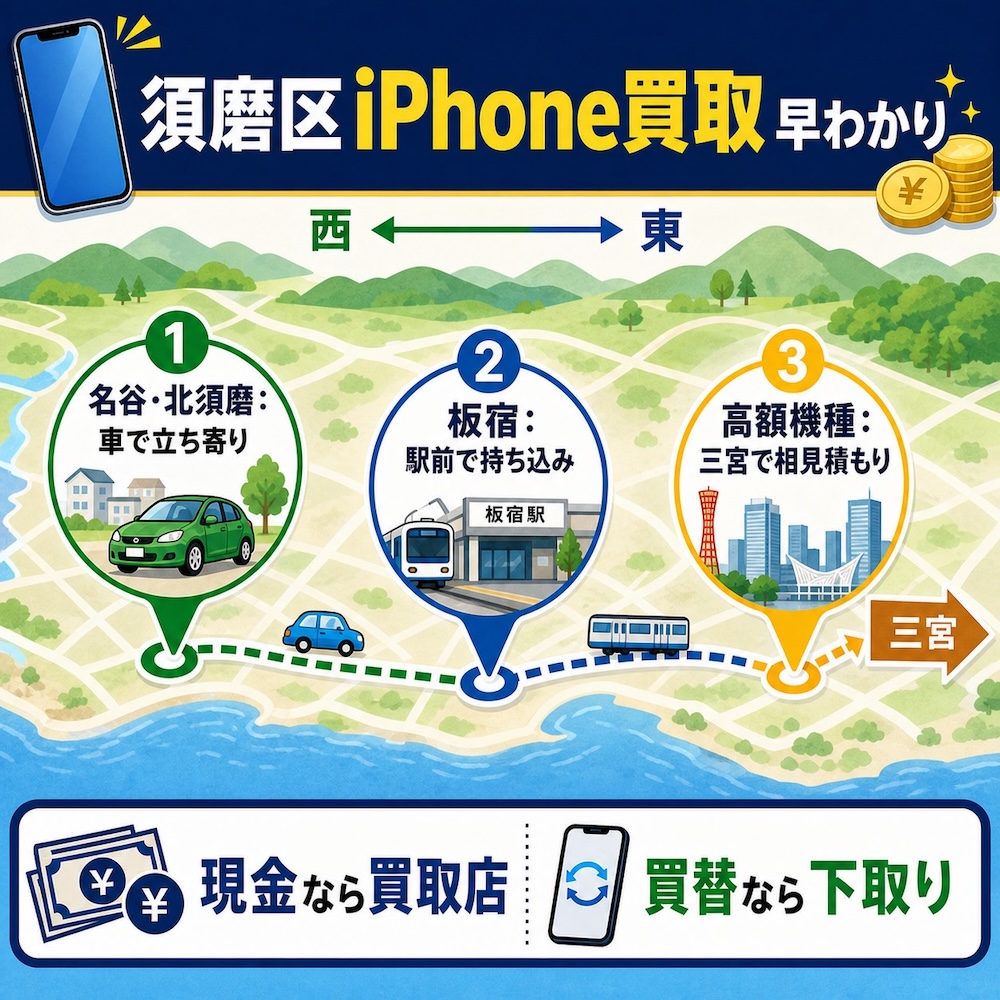 須磨区iPhone買取早わかり地図
