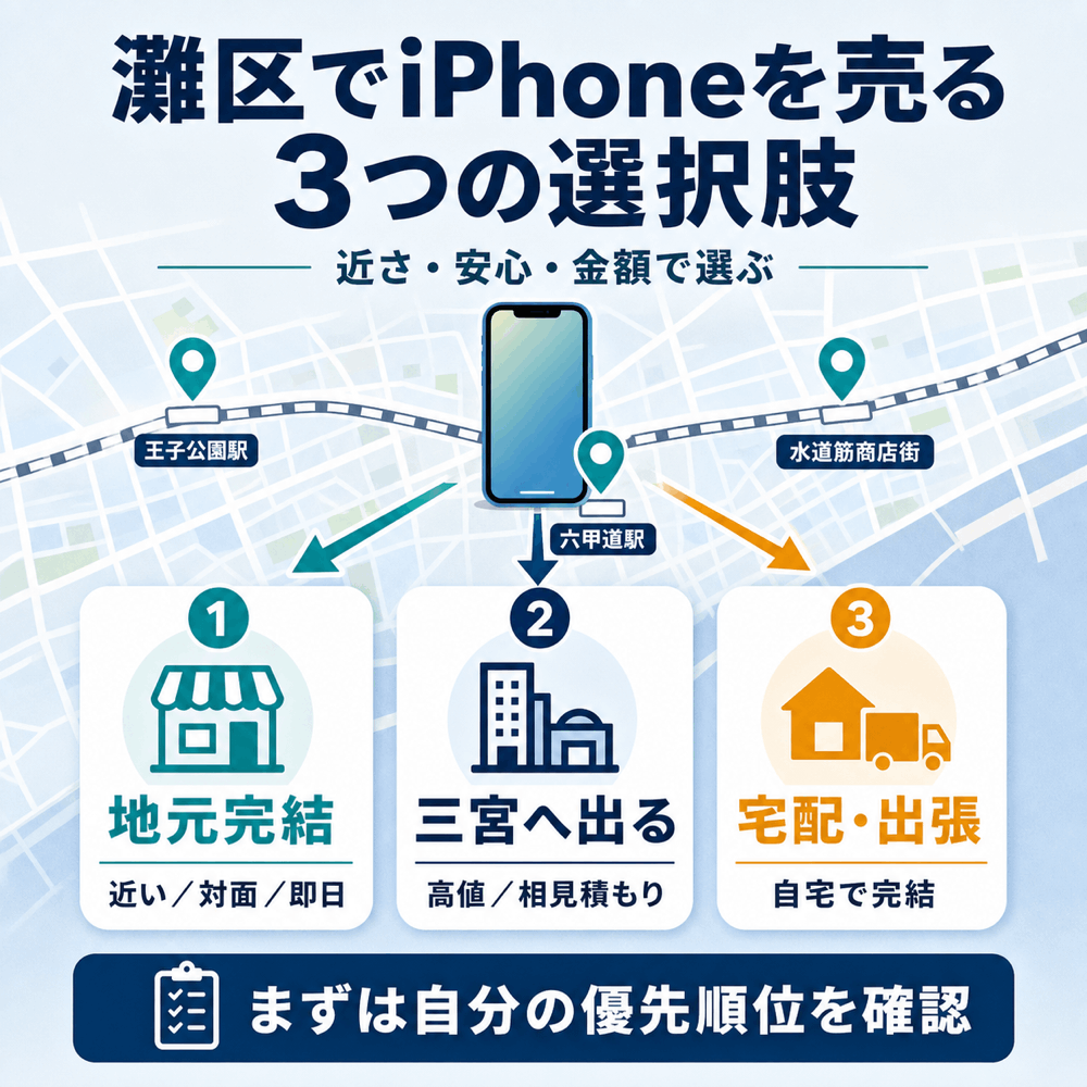 灘区でiPhoneを売る3つの選択肢